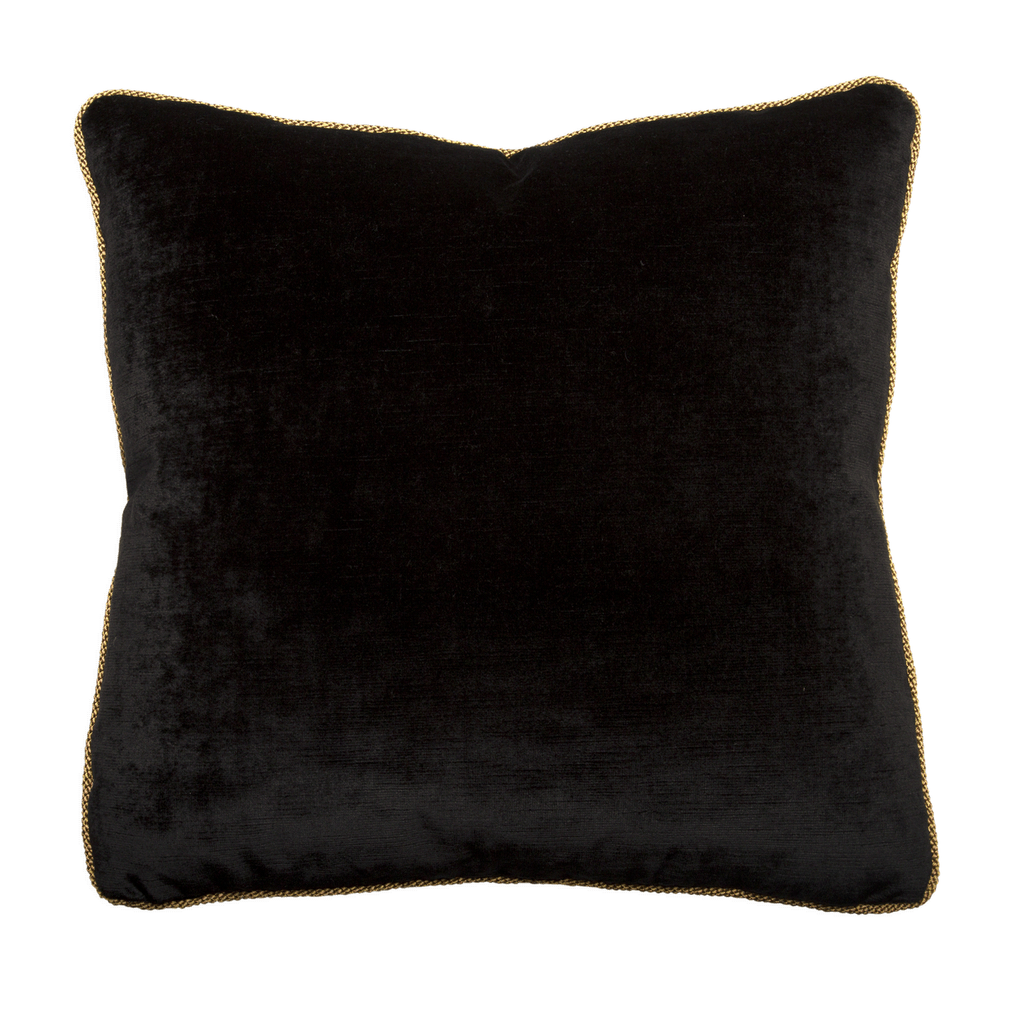 Pillow back in black cotton/viscose velvet with gold braided cord trim or natural Irish linen with self-welt finishing.