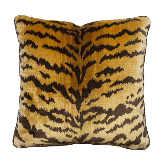 Luxurious tiger print in silk velvet with bold stripes, offering a glamorous and sophisticated design.