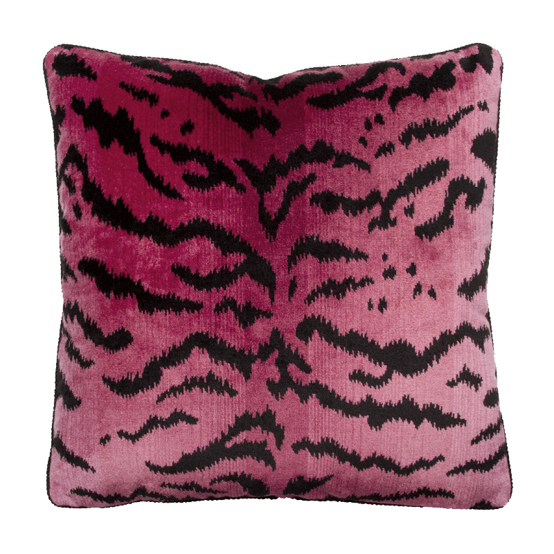 Scalamandre Pink Tiger Velvet Pillow Artemisia