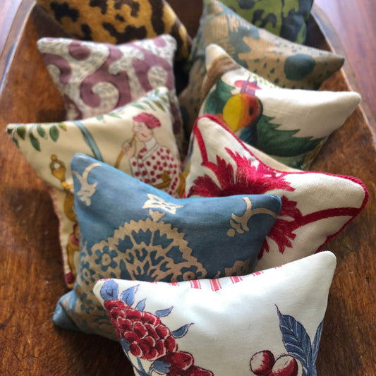 5” x 5” organic lavender sachets made with rich, colorful fabrics.