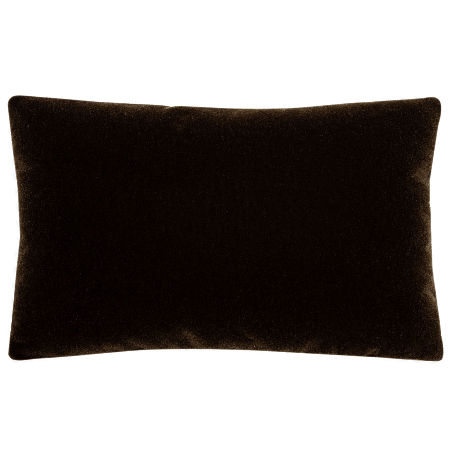 Back of luxurious snow leopard silk velvet pillow in ecru, gray, and espresso tones. Size: 13” x 20”.