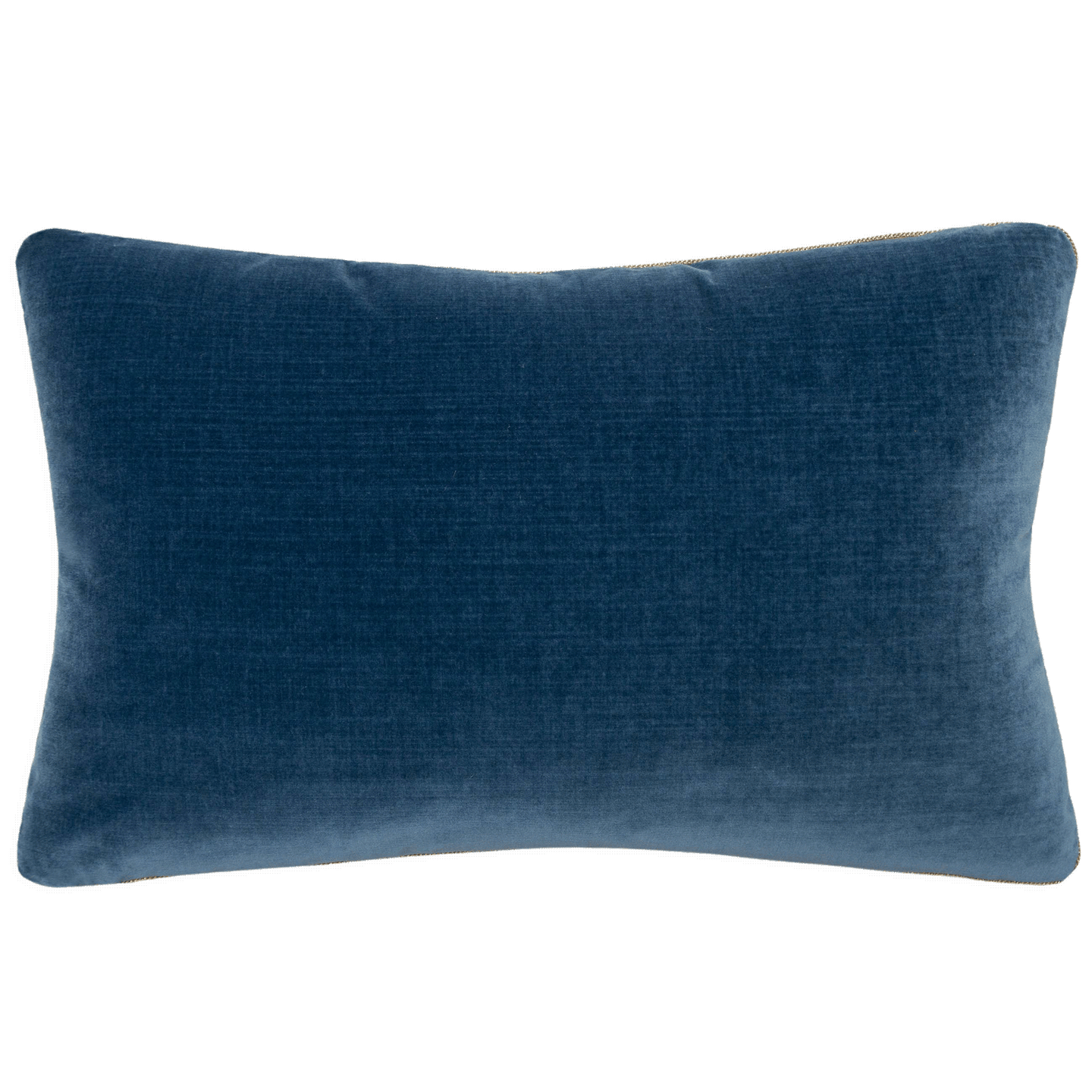 Aquamarine velvet back on Pillow with Fortuny Campanelle print in silvery gold size 16x24.