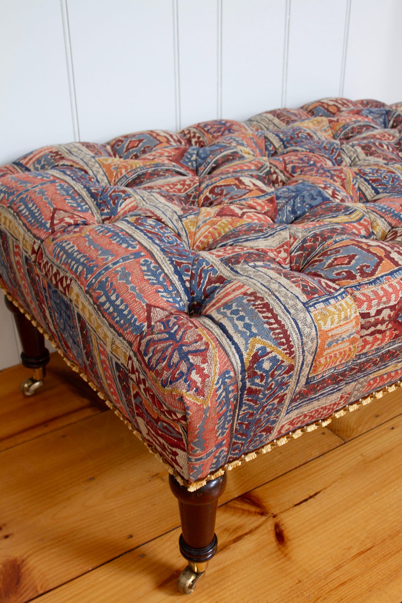 Tufted Ottoman in Clarence House Fabric