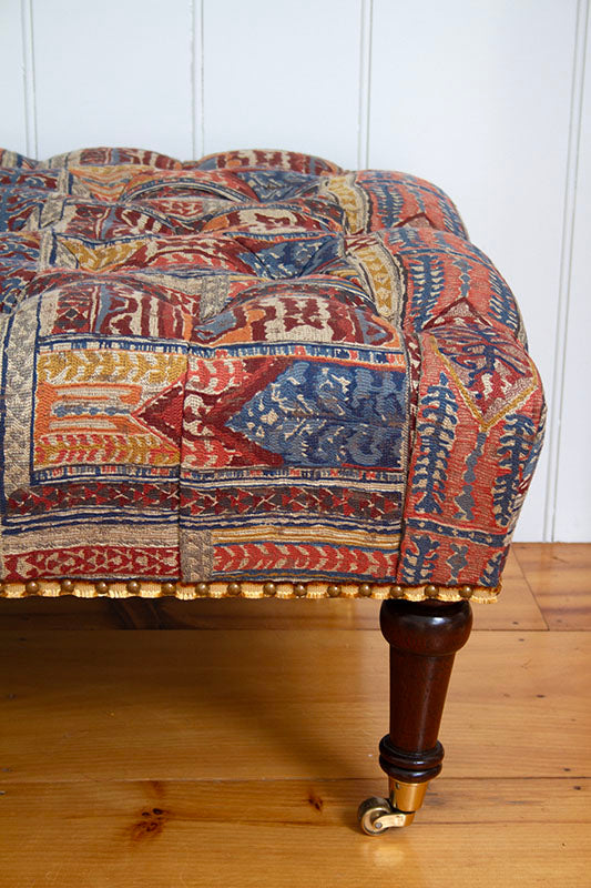 Tufted Ottoman in Clarence House Fabric
