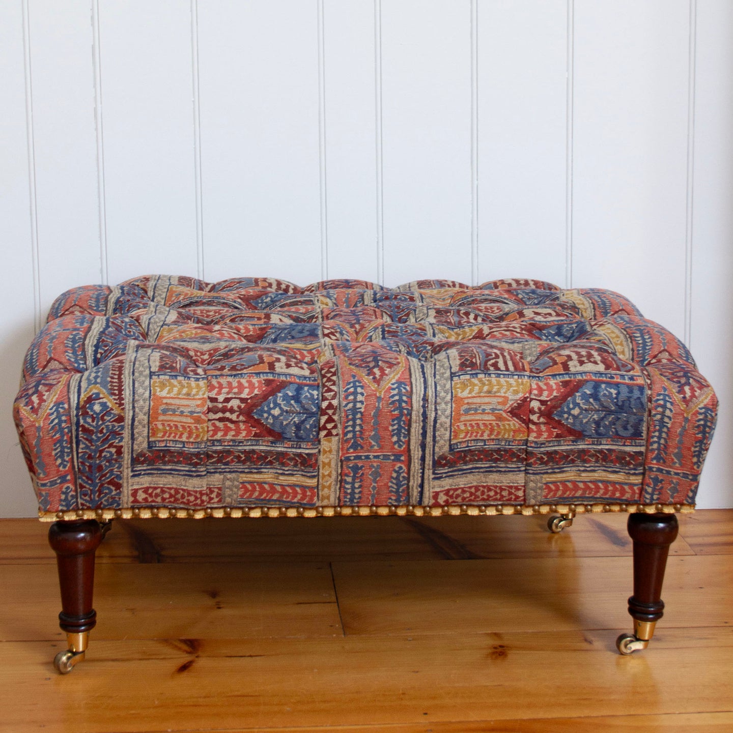 Tufted Ottoman in Clarence House Fabric