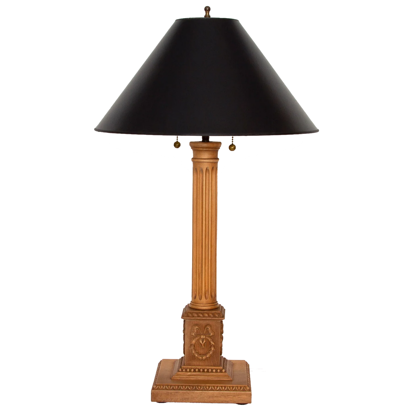 French Hand-Carved Wooden Lamp