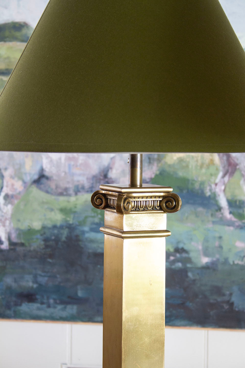 Pair of Brass Ionic Columnar Lamps