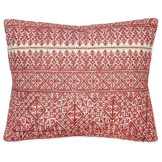 Blush embroidered Moroccan Fez pillow on cotton, 10” x 16”, 14” x 17”, or 17” x 25”, with Belgian linen back.
