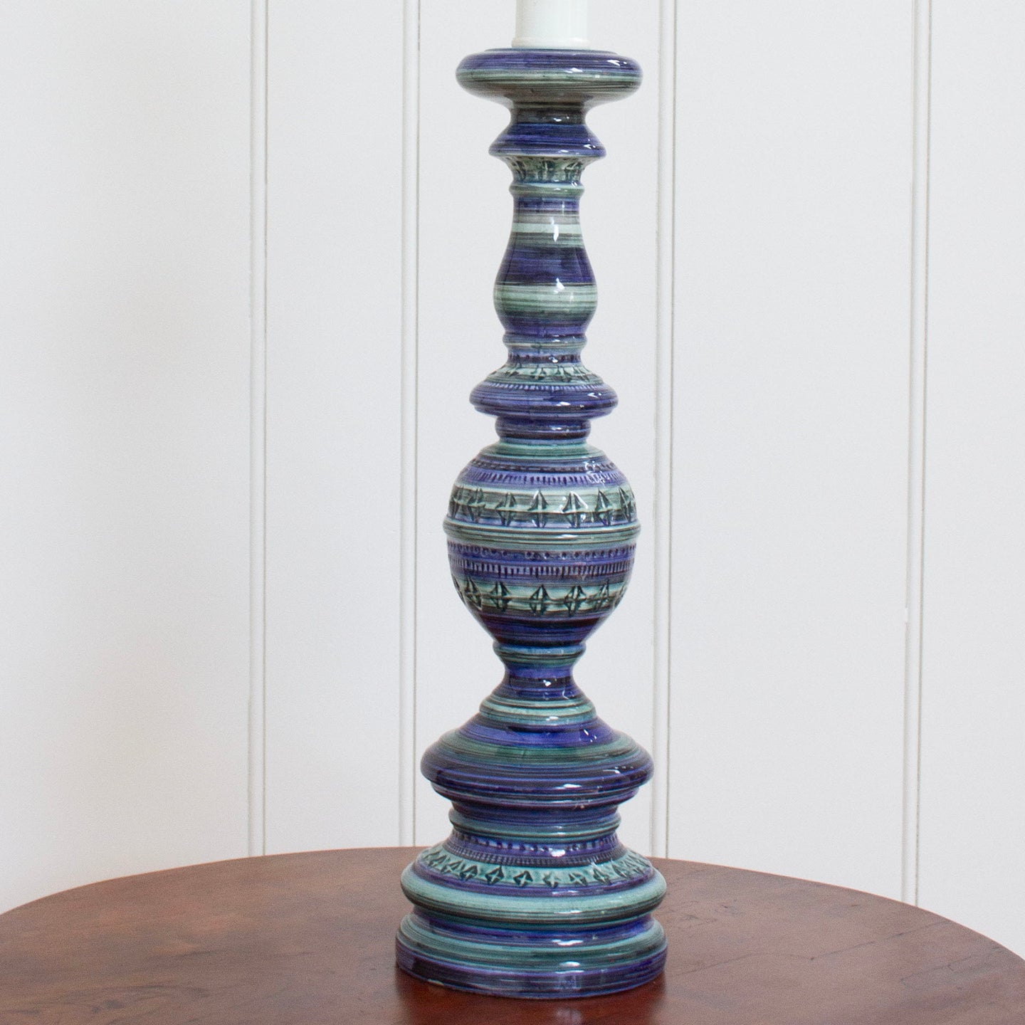 Mid-Century Teal and Blue Glazed Ceramic Lamp