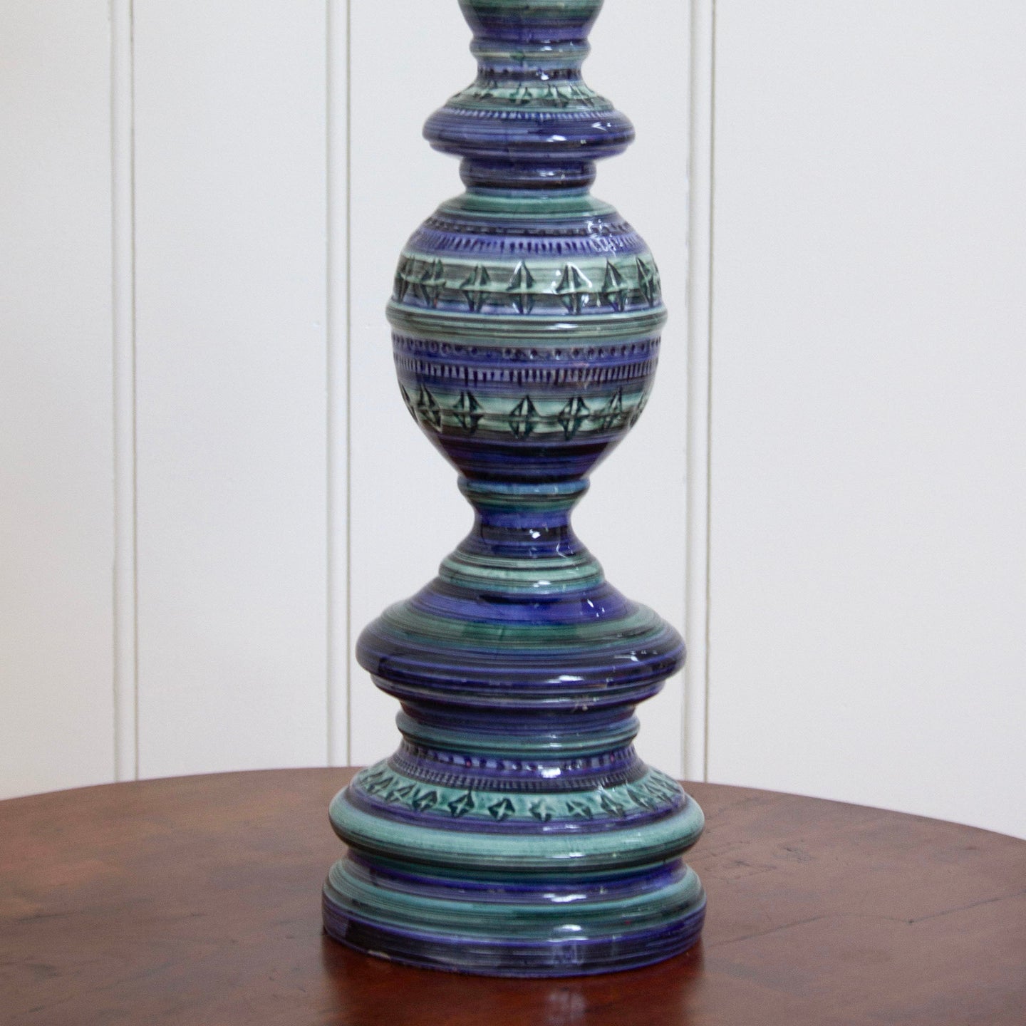Mid-Century Teal and Blue Glazed Ceramic Lamp