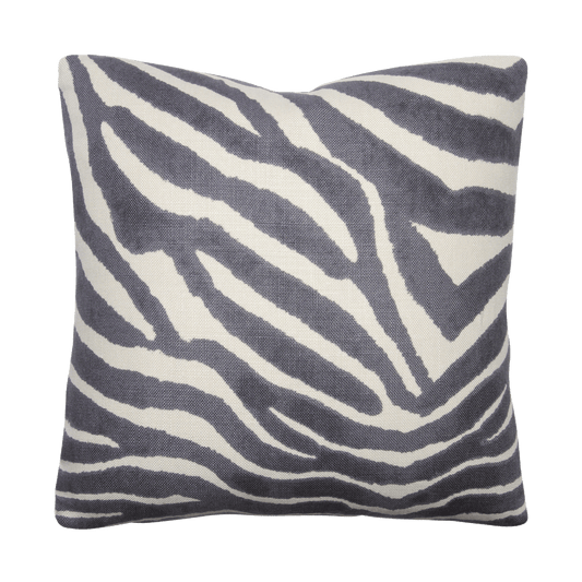 Elegant gray zebra print on 100% linen with a geometric design. Made in Italy, features knife-edge finishing.