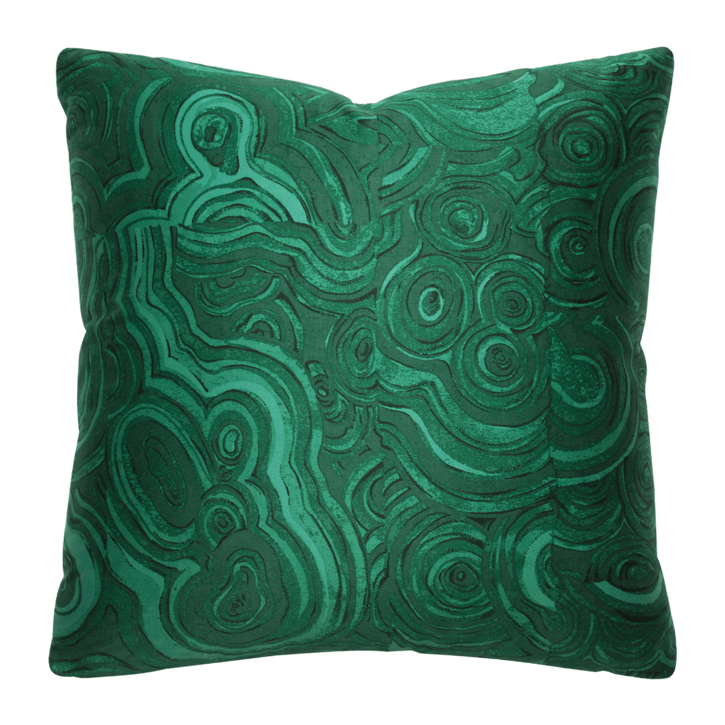 Vibrant emerald green Gemstone pattern by Tony Duquette, with intricate malachite-inspired swirls on both sides.