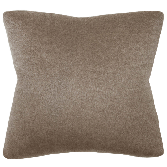 Pillow in long-haired mohair velvet with blind seam finishing, with a soft, luxurious texture for a modern, elegant touch.