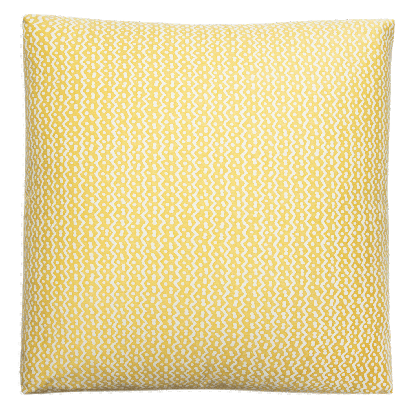 Fortuny Tapa yellow and white pillow, 20” x 20”, double-sided cotton with Turkish corners and hidden zipper.