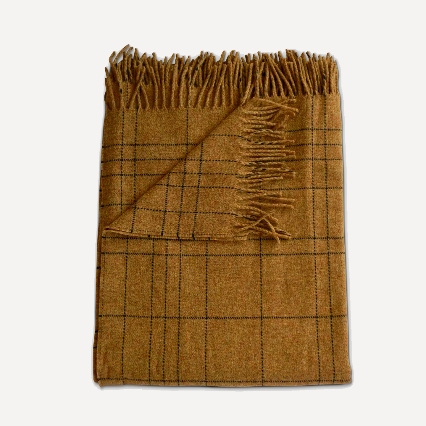 Evangeline Patterned Merino Throw in Burnt Check