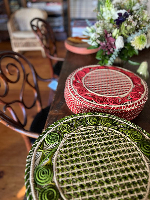 Red Circular Woven Placemat