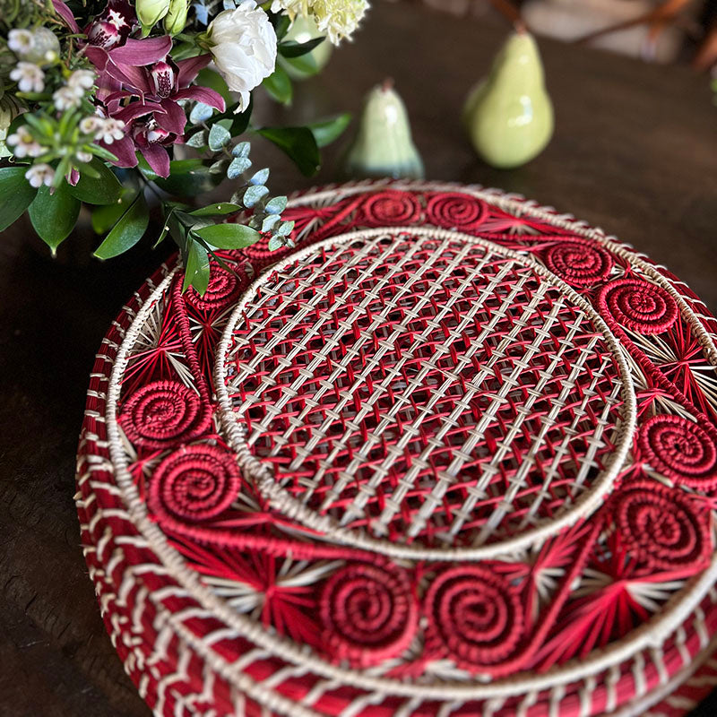 Red Circular Woven Placemat