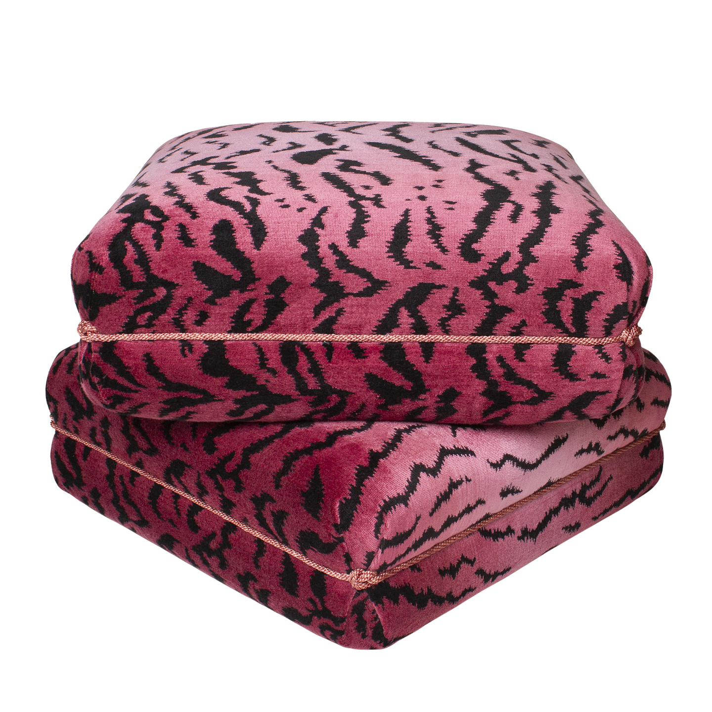 Turkish Ottoman in Pink Tiger Velvet