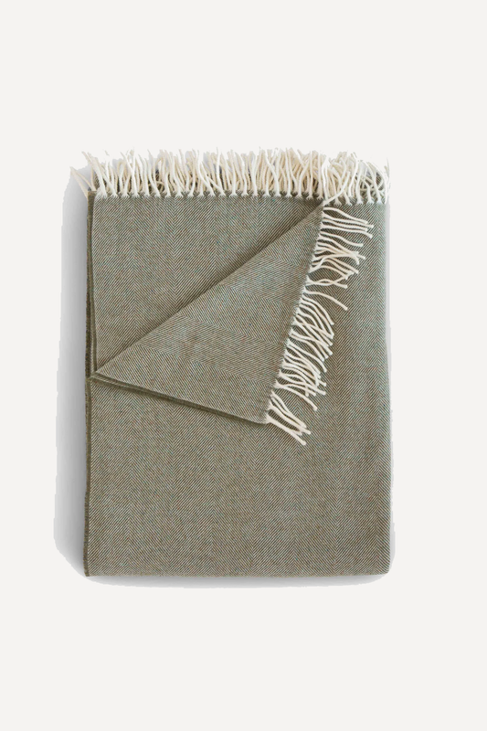 Evangeline Lightweight Herringbone Throw in Lichen
