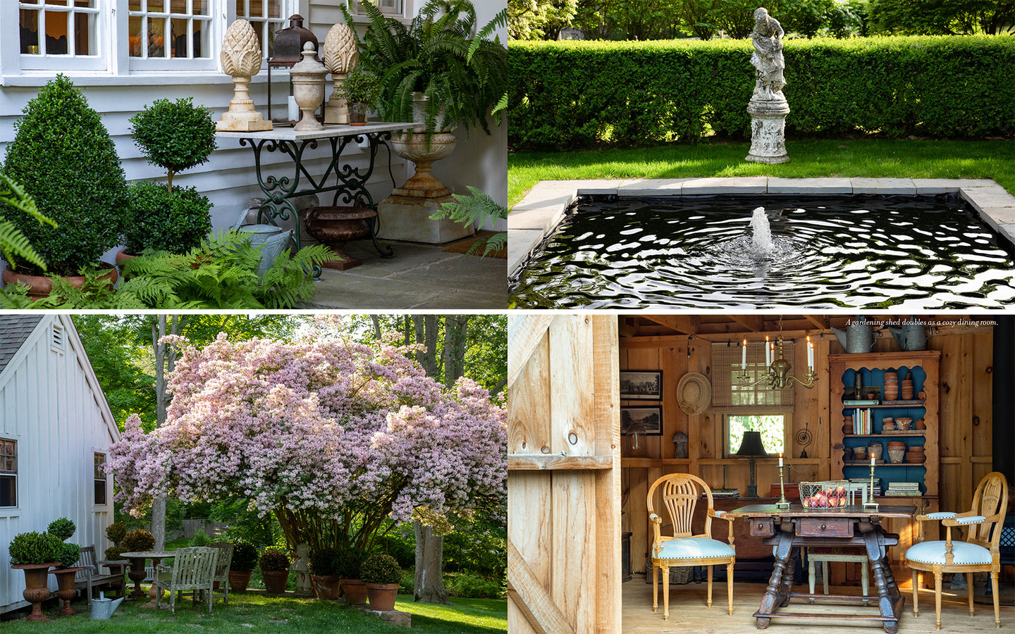 Outdoor living in Connecticut Gardens book featuring lush photography and stories of the state’s historic, public, and private gardens.