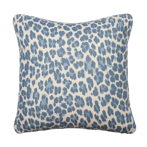 Clarence House Blue Leopard Linen pillow