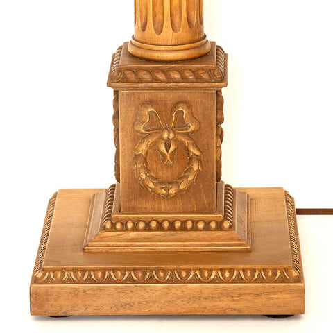 French Hand-Carved Wooden Lamp