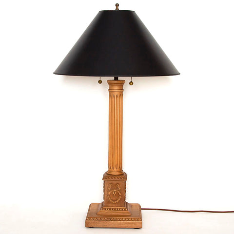 French Hand-Carved Wooden Lamp