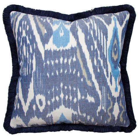 Clarence House Blue and White Linen Ikat