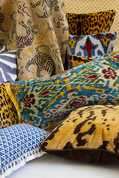 Multicolored Silk Velvet Ikat