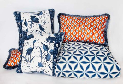 Travers 'Batik Bird' in Indigo Linen