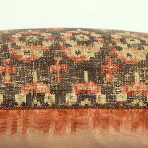 Copper and Ecru Silk Ikat and Paisley