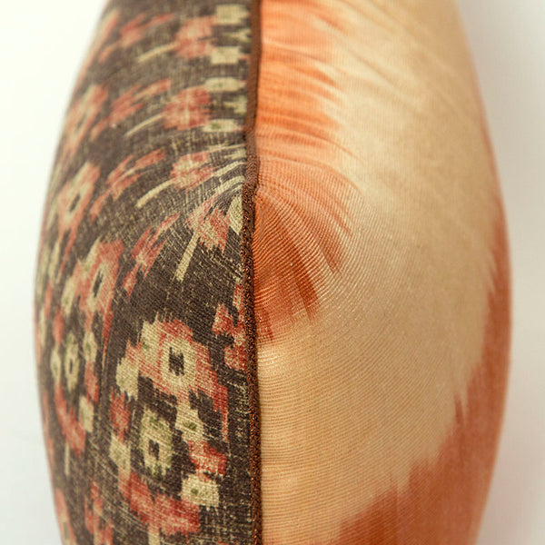 Copper and Ecru Silk Ikat and Paisley