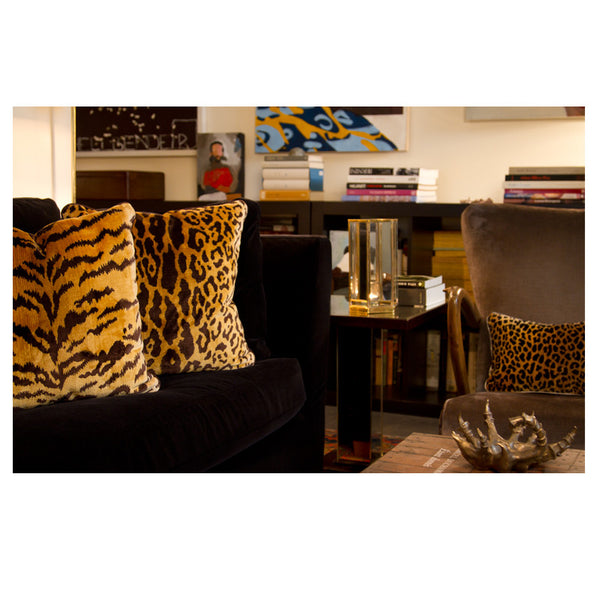 scalamandre leopardo leopard silk velvet pillow 